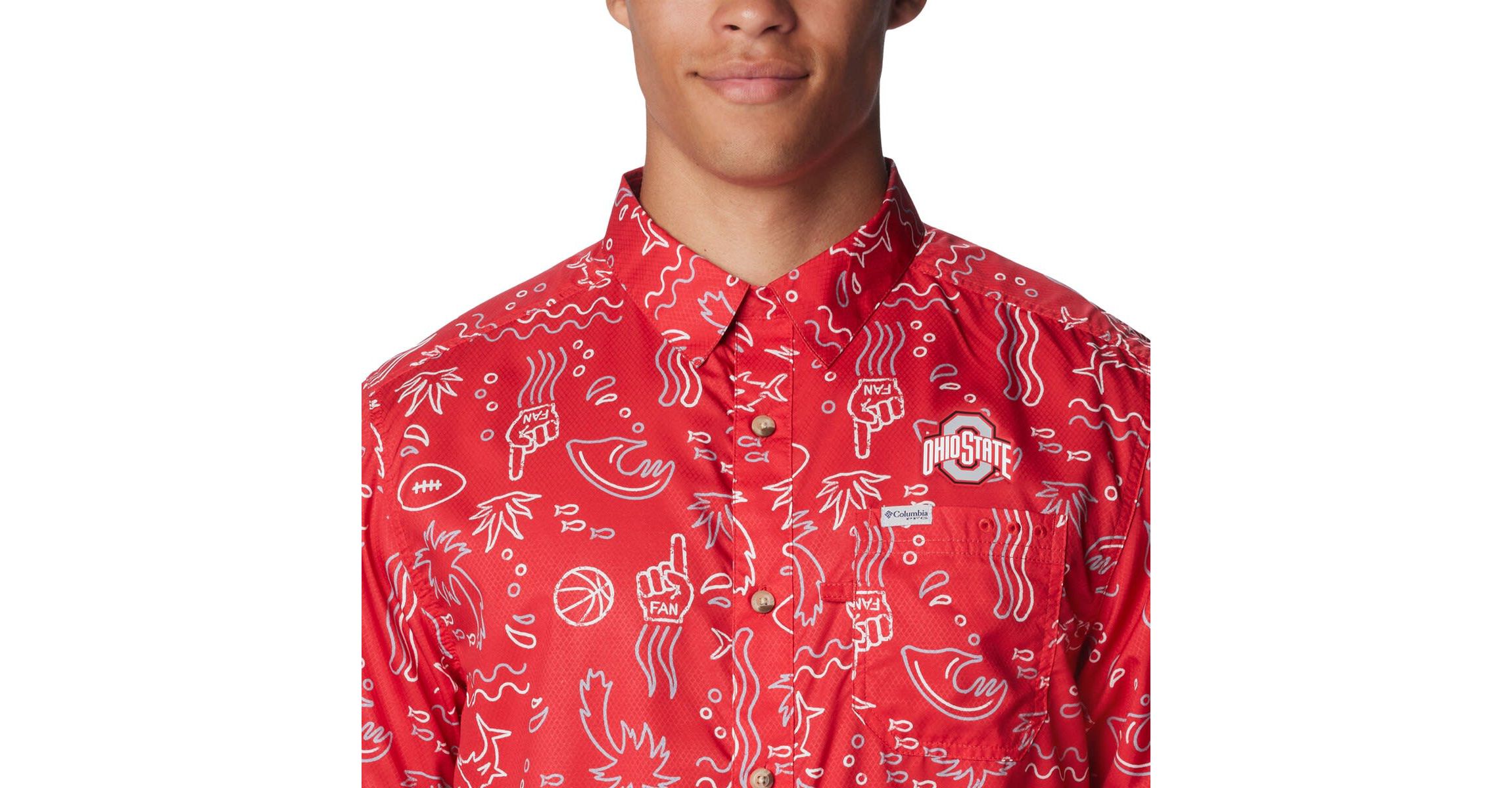 NCAA Ohio State Buckeyes Super Slack Tide Omni-Wick Button-Up Shirt