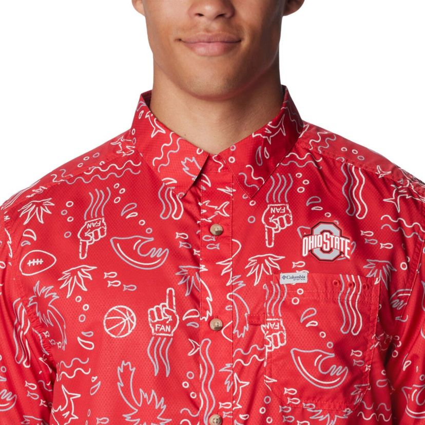 NCAA Ohio State Buckeyes Super Slack Tide Omni-Wick Button-Up Shirt