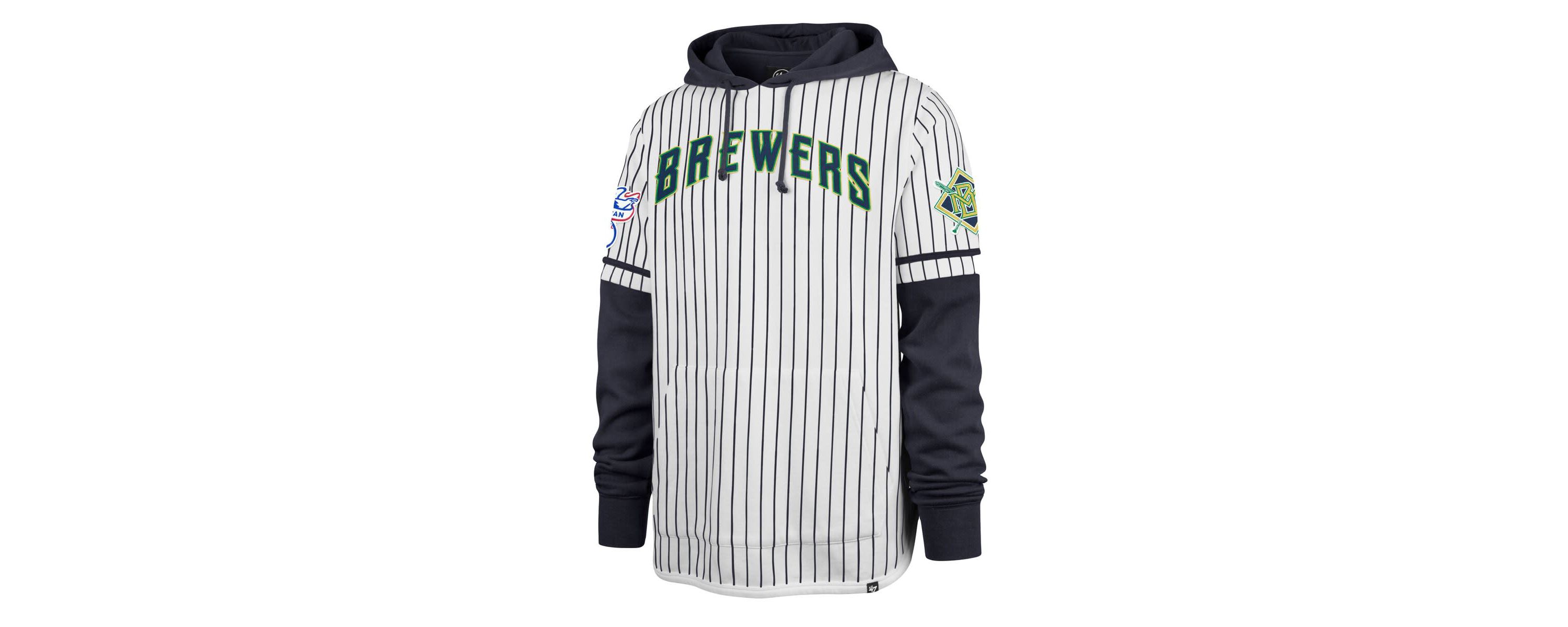 MLB Milwaukee Brewers Pinstripe Double Header Pullover Hoodie