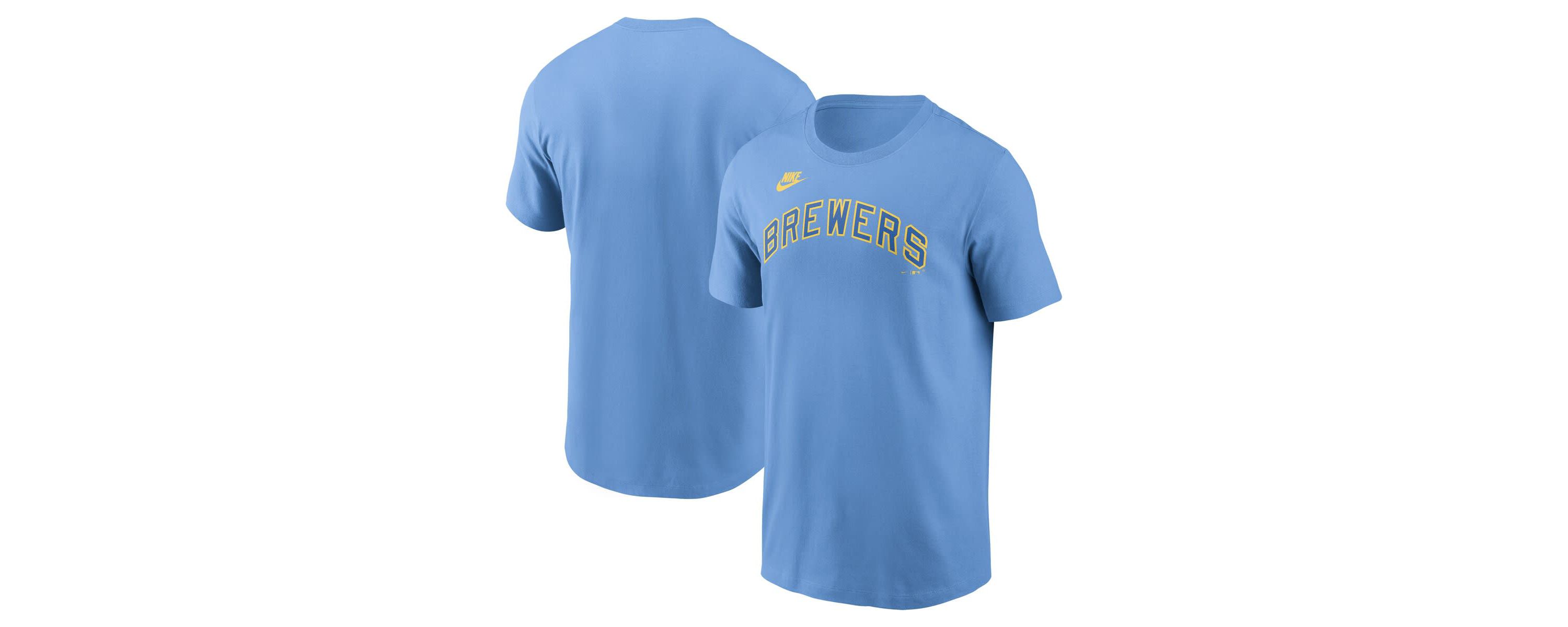 MLB Nike Powder Milwaukee Brewers Cooperstown Wordmark T-Shirt