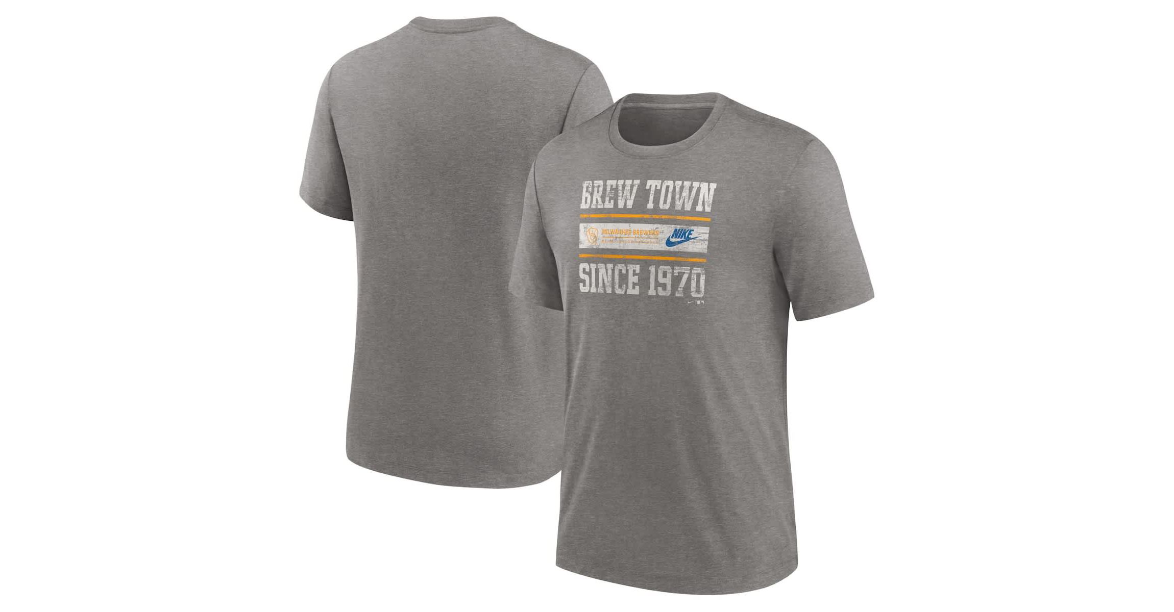 MLB Nike Milwaukee Brewers Cooperstown Collection Local Stack Tri-Blend T-Shirt