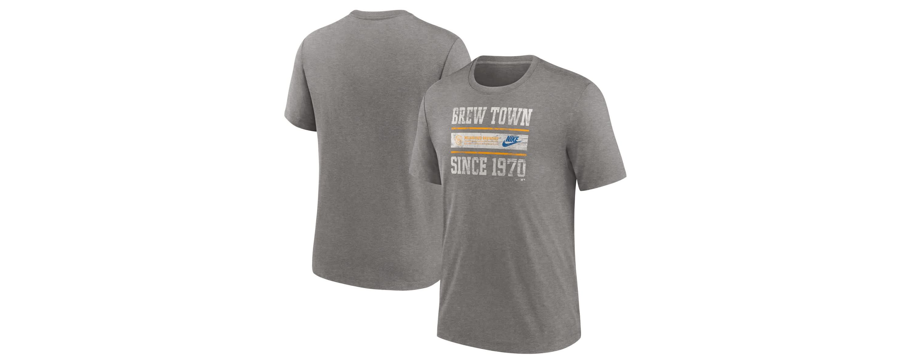 MLB Nike Milwaukee Brewers Cooperstown Collection Local Stack Tri-Blend T-Shirt