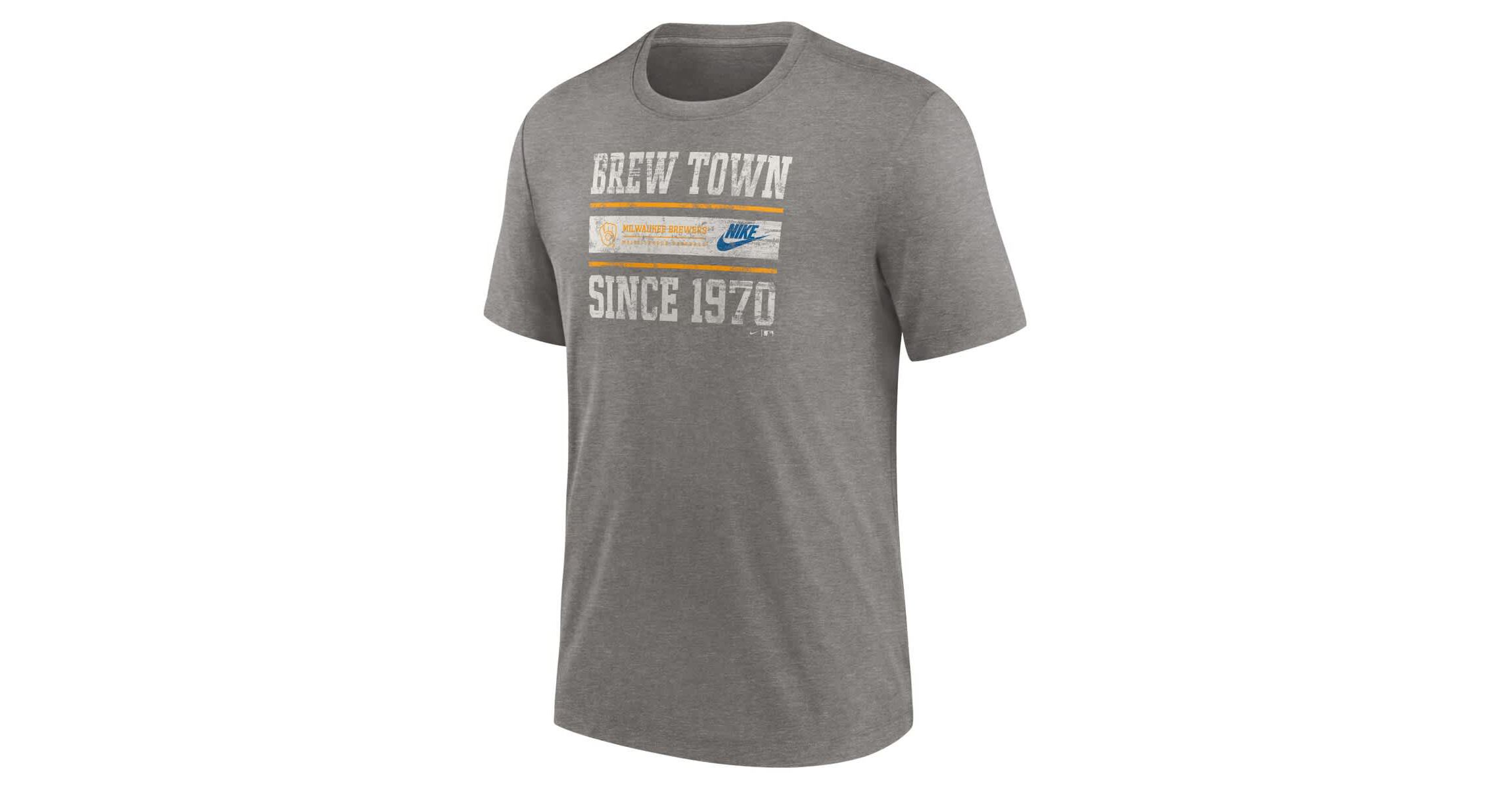 MLB Nike Milwaukee Brewers Cooperstown Collection Local Stack Tri-Blend T-Shirt
