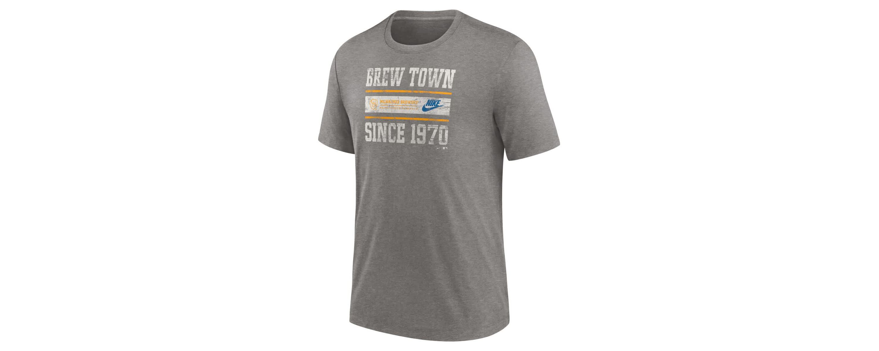 MLB Nike Milwaukee Brewers Cooperstown Collection Local Stack Tri-Blend T-Shirt