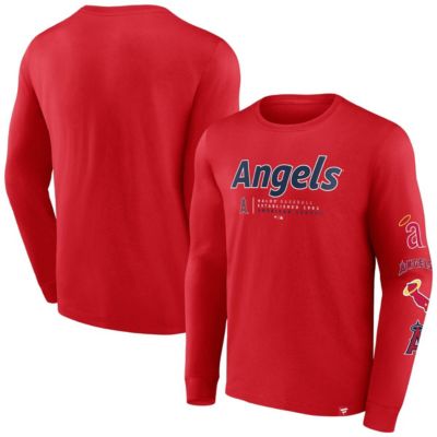 Men's MLB Fanatics Los Angeles Angels Strike the Goal Long Sleeve T-Shirt, Red, Medium