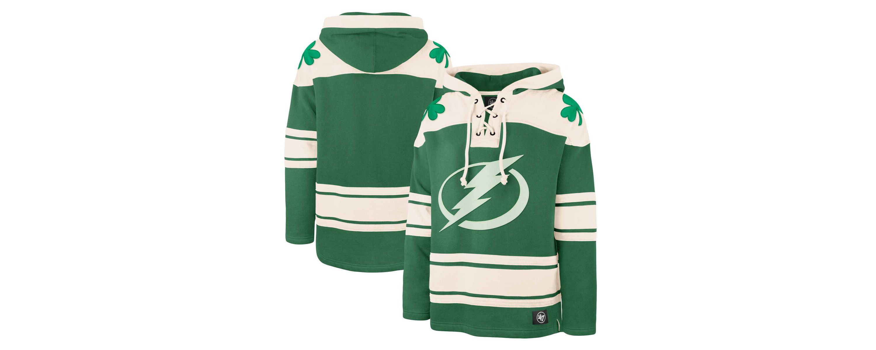 NHL Kelly Tampa Bay Lightning St. Patricks Day Superior Lacer Pullover Hoodie