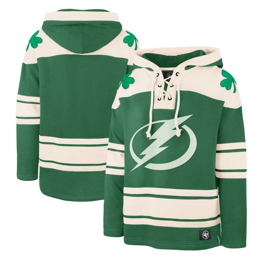 NHL Kelly Tampa Bay Lightning St. Patricks Day Superior Lacer Pullover Hoodie