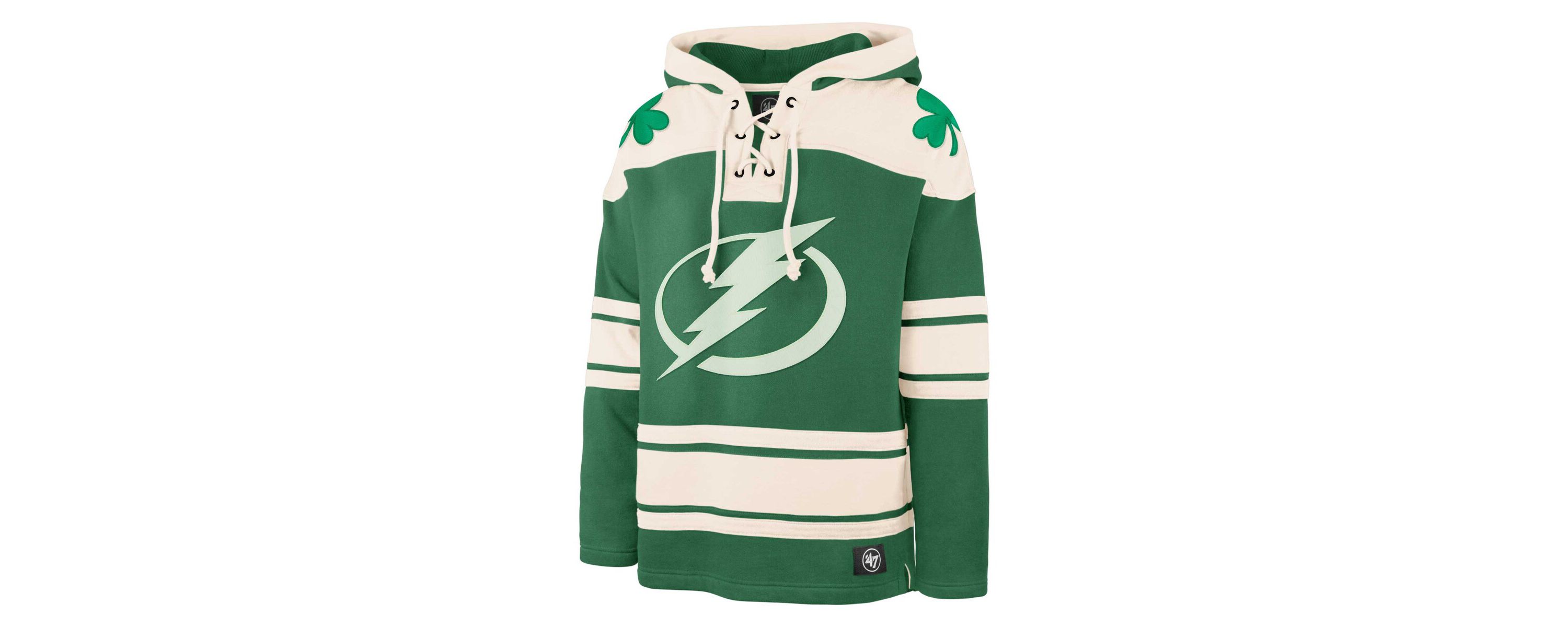 NHL Kelly Tampa Bay Lightning St. Patricks Day Superior Lacer Pullover Hoodie