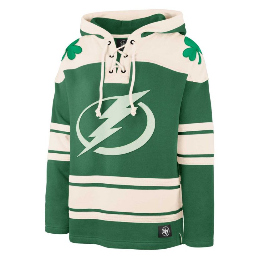 NHL Kelly Tampa Bay Lightning St. Patricks Day Superior Lacer Pullover Hoodie