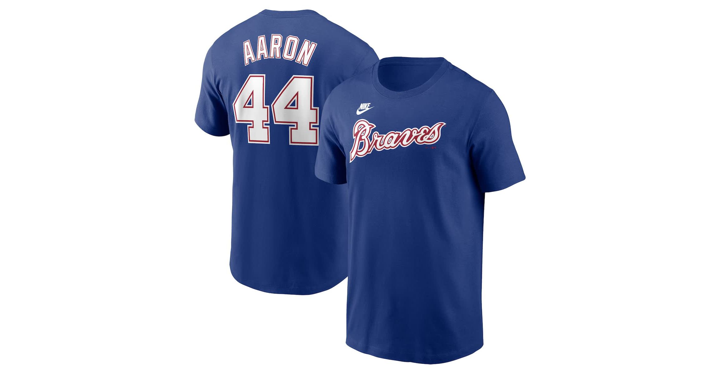 MLB Nike Hank Aaron Atlanta Braves Cooperstown Collection Fuse Name & Number T-Shirt