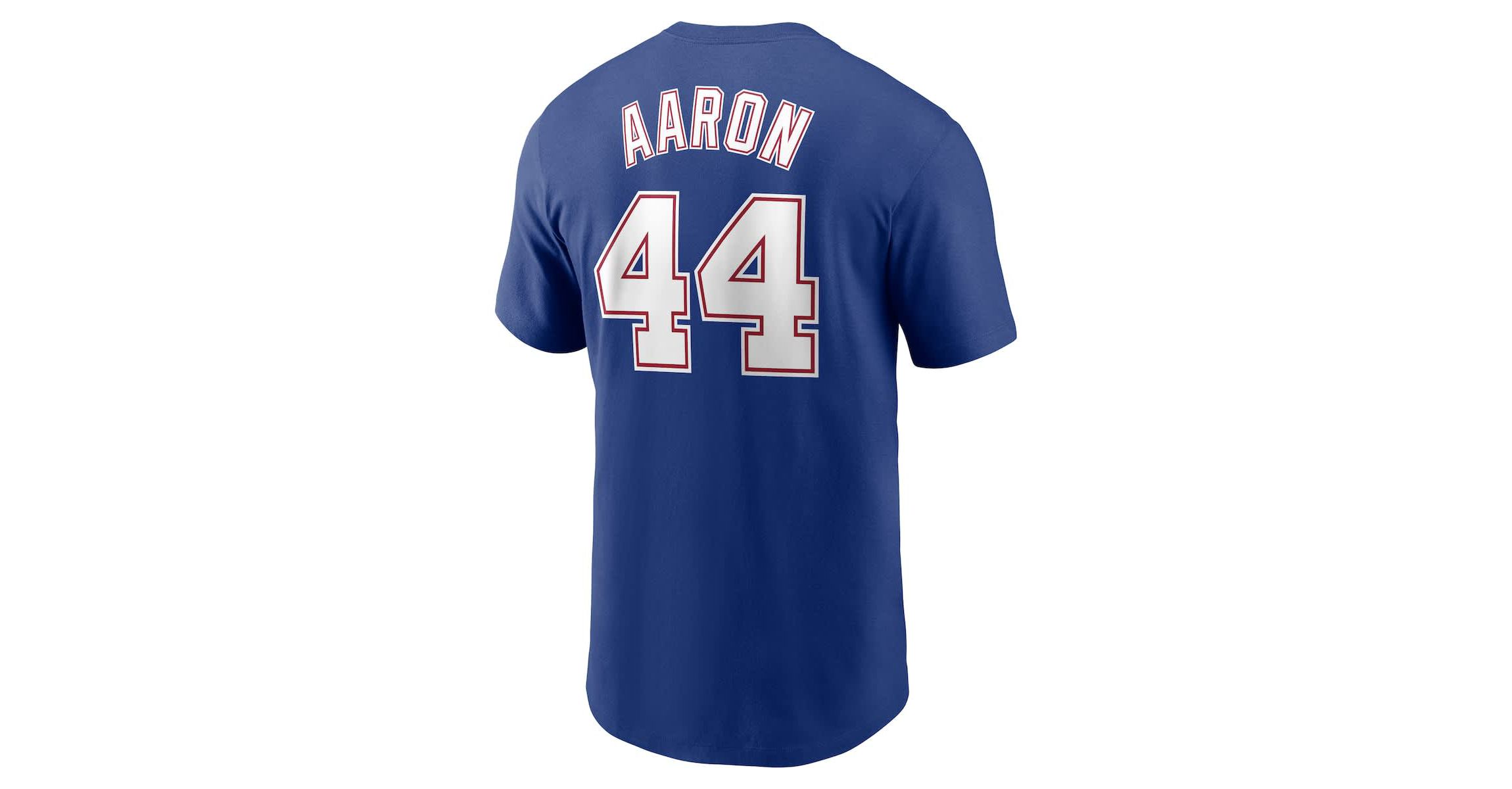MLB Nike Hank Aaron Atlanta Braves Cooperstown Collection Fuse Name & Number T-Shirt