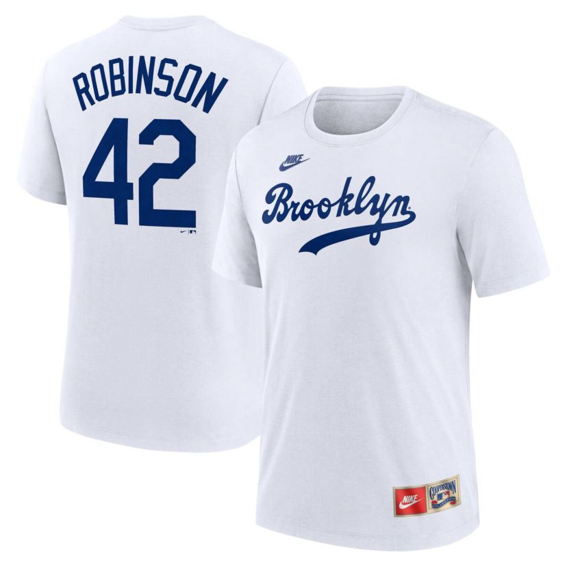 Cooperstown Teams Nike Jackie Robinson Brooklyn Dodgers Cooperstown Collection Tri-Blend Name & Number T-Shirt