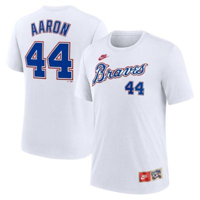 Men's MLB Nike Hank Aaron Atlanta Braves Cooperstown Collection Tri-Blend Name & Number T-Shirt