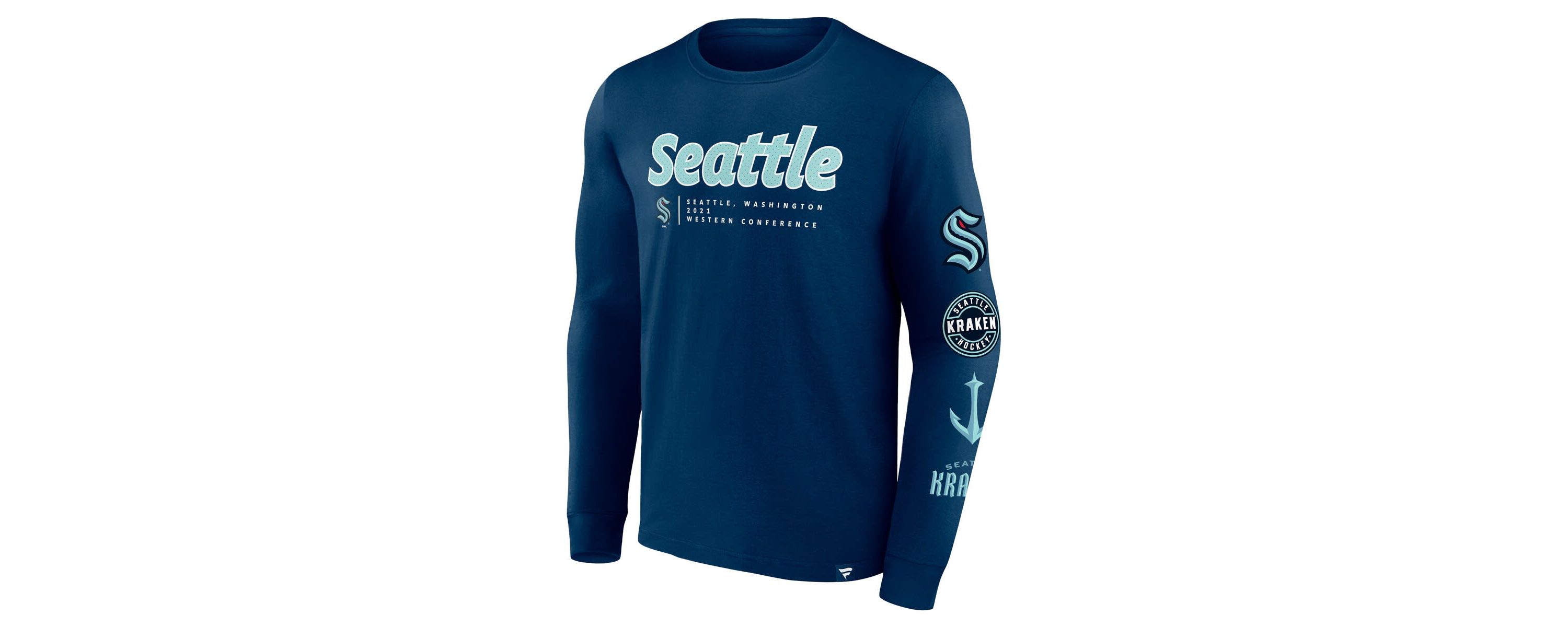 NHL Fanatics Deep Sea Seattle Kraken Strike the Goal Long Sleeve T-Shirt