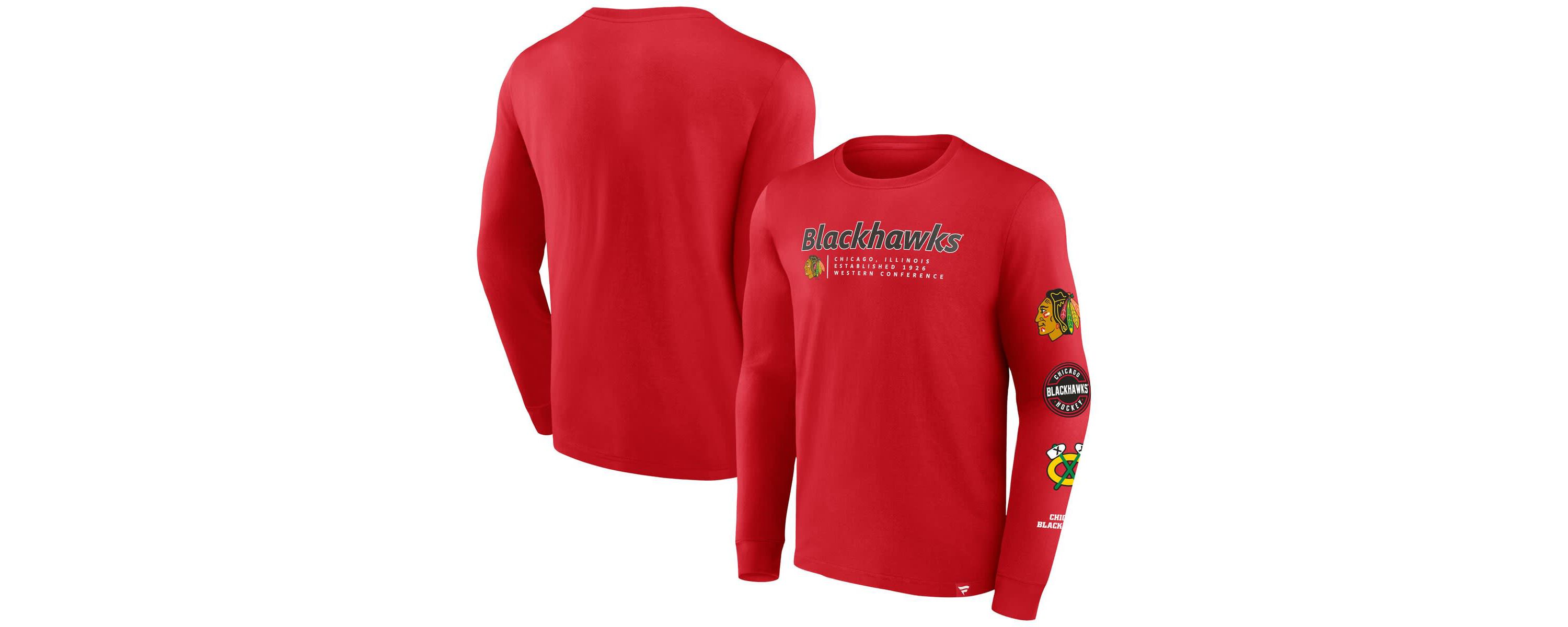 NHL Fanatics Chicago Blackhawks Strike the Goal Long Sleeve T-Shirt