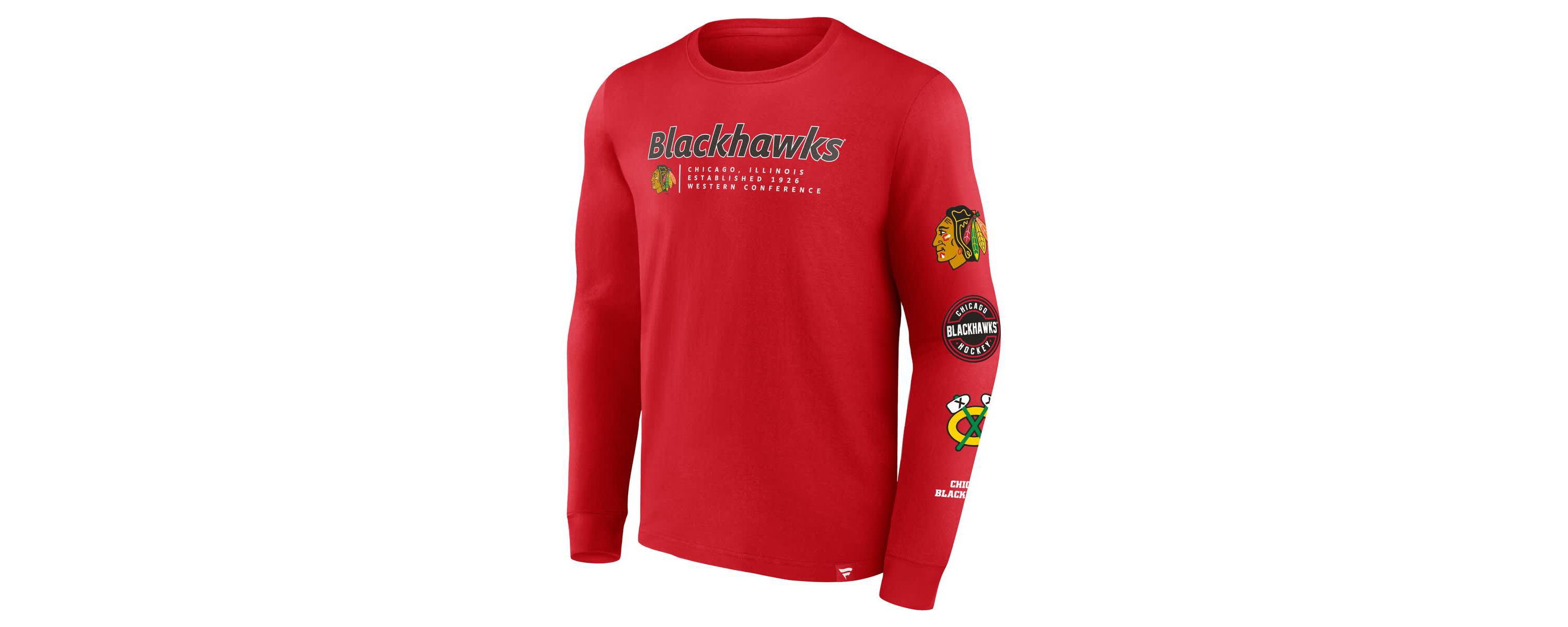 NHL Fanatics Chicago Blackhawks Strike the Goal Long Sleeve T-Shirt