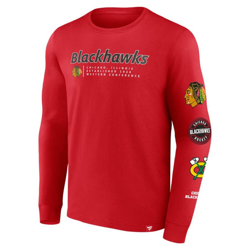 NHL Fanatics Chicago Blackhawks Strike the Goal Long Sleeve T-Shirt