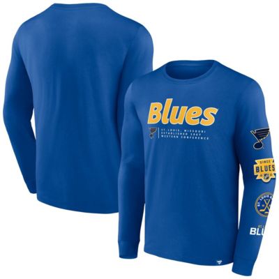 Men's NHL Fanatics St. Louis Blues Strike the Goal Long Sleeve T-Shirt, Blue, Small
