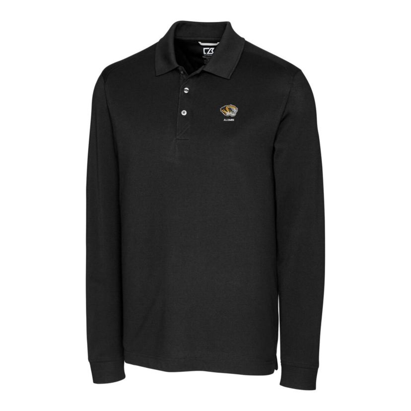 NCAA Missouri Tigers Alumni Logo Advantage Tri-Blend Pique Long Sleeve DryTec Polo
