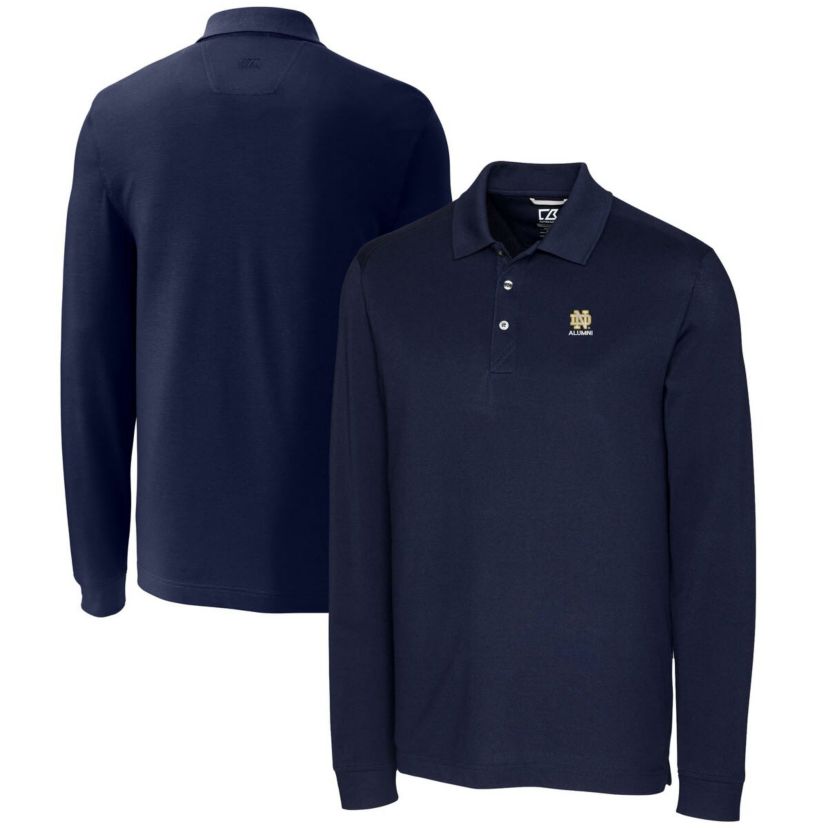 NCAA Notre Dame Fighting Irish Alumni Logo Advantage Tri-Blend Pique Long Sleeve DryTec Polo