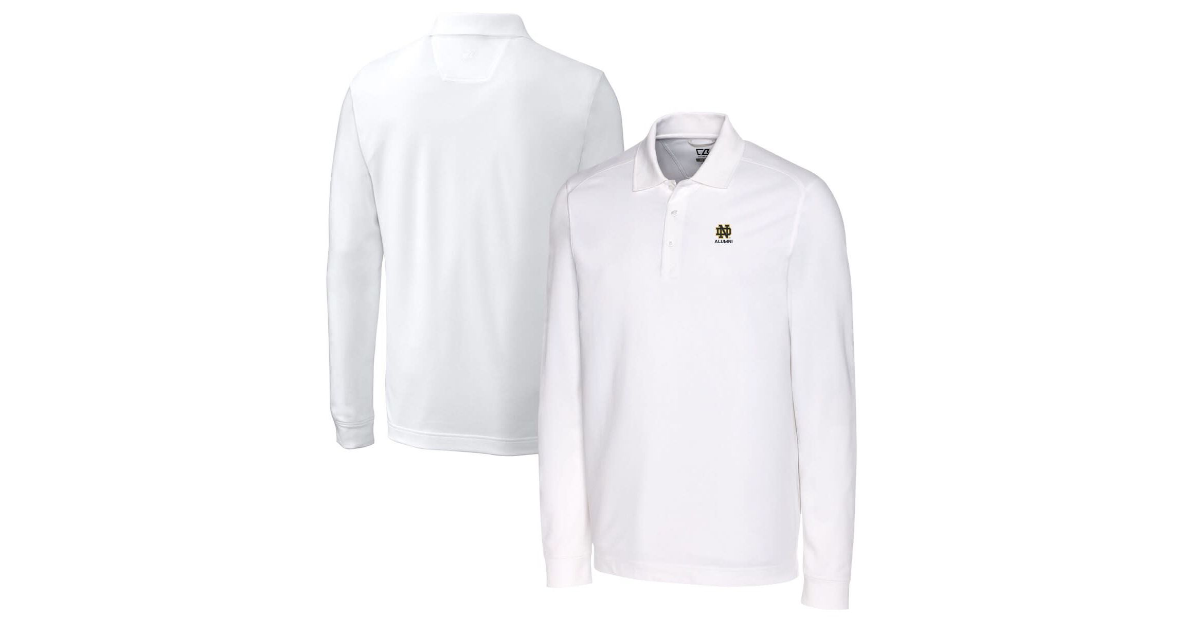 NCAA Notre Dame Fighting Irish Alumni Logo Advantage Tri-Blend Pique Long Sleeve DryTec Polo