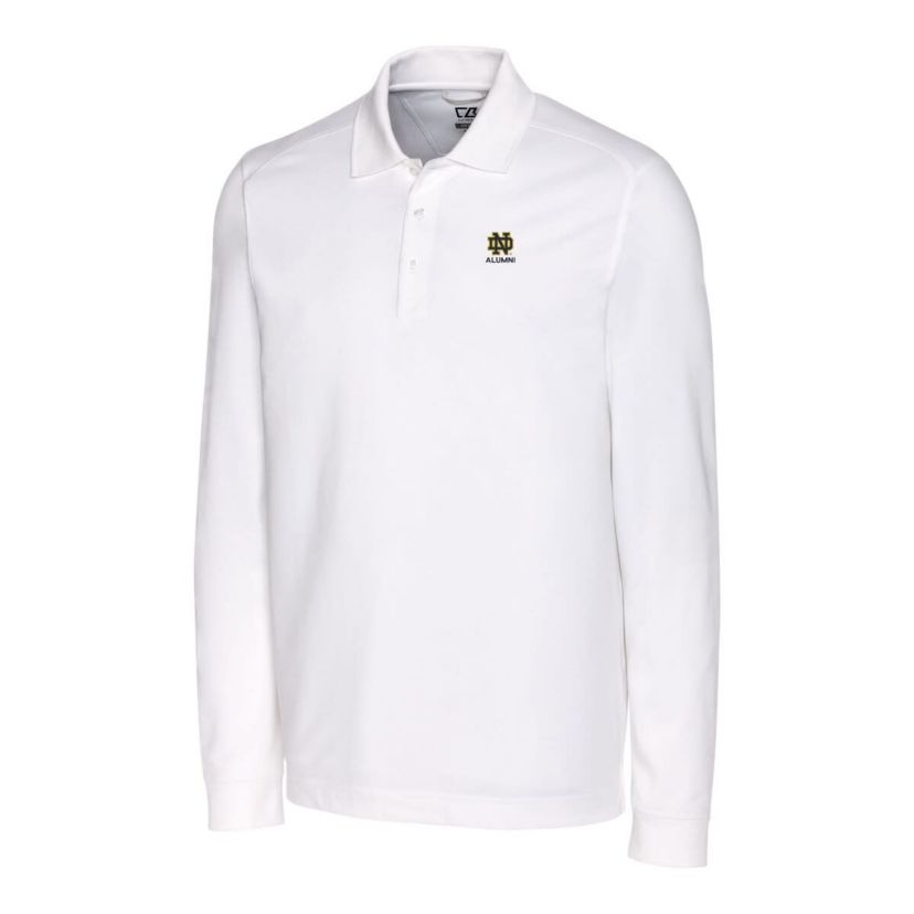 NCAA Notre Dame Fighting Irish Alumni Logo Advantage Tri-Blend Pique Long Sleeve DryTec Polo