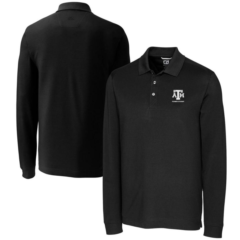 NCAA Texas A&M Aggies Alumni Logo Advantage Tri-Blend Pique Long Sleeve DryTec Polo