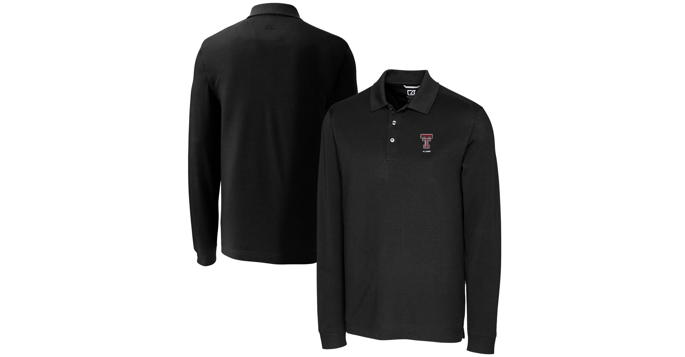 Texas Tech Red Raiders NCAA Texas Tech Raiders Alumni Logo Advantage Tri-Blend Pique Long Sleeve DryTec Polo