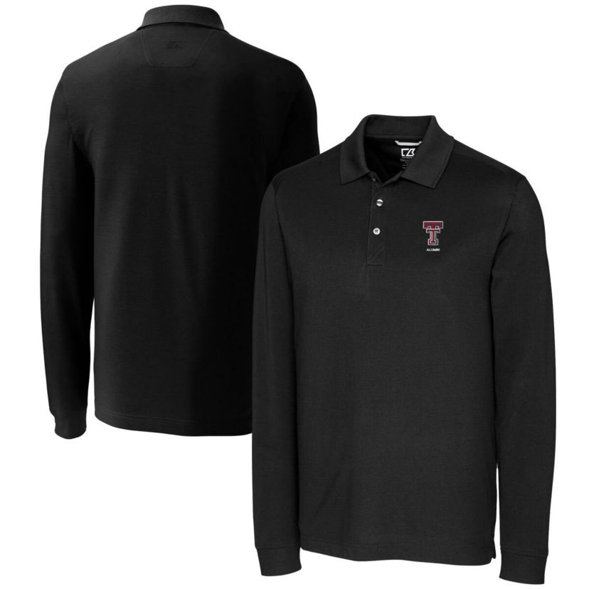 Texas Tech Red Raiders NCAA Texas Tech Raiders Alumni Logo Advantage Tri-Blend Pique Long Sleeve DryTec Polo