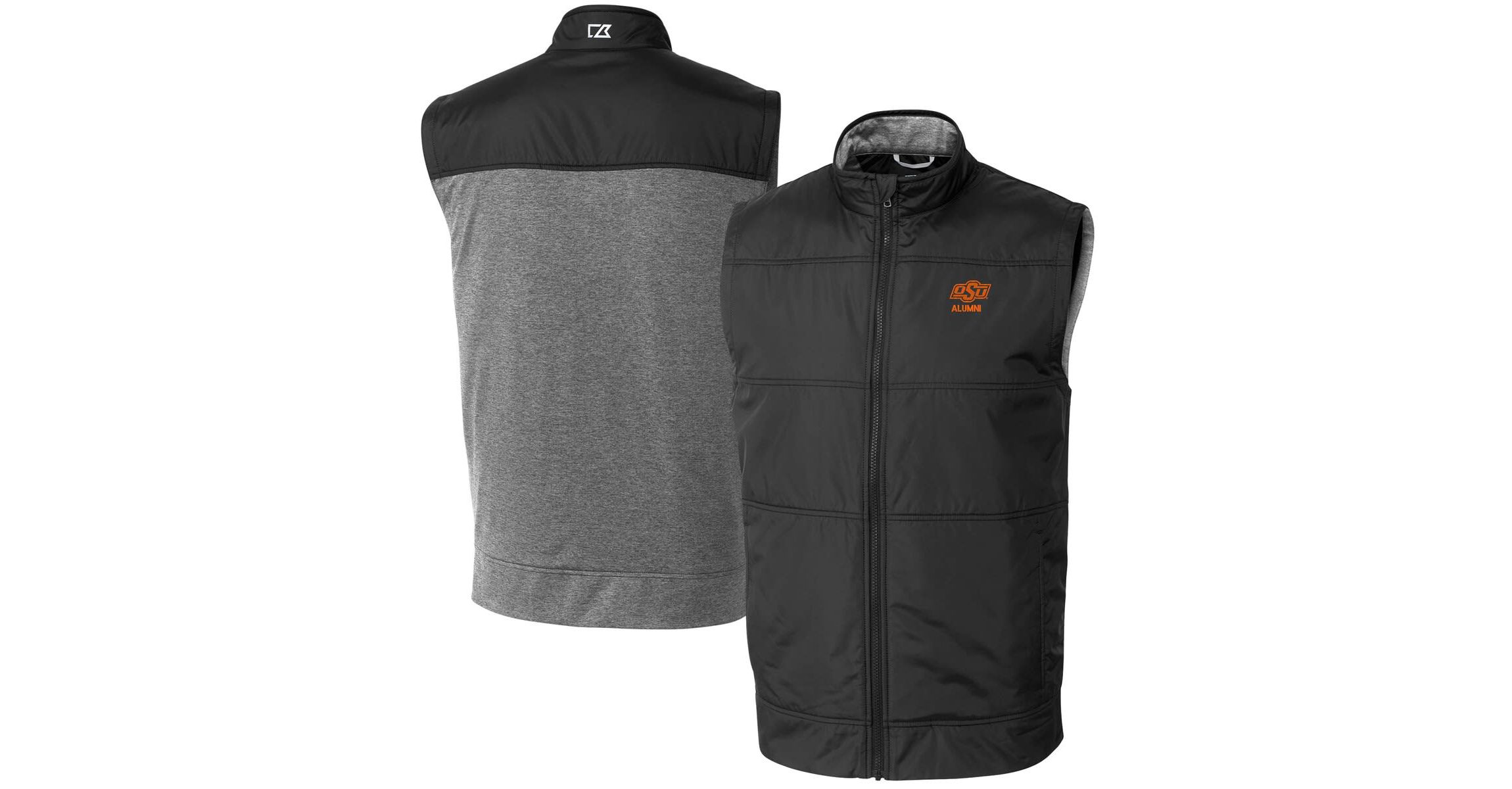 NCAA Oklahoma State Cowboys Alumni Logo Stealth Hybrid Quilted Windbreaker Full-Zip Vest