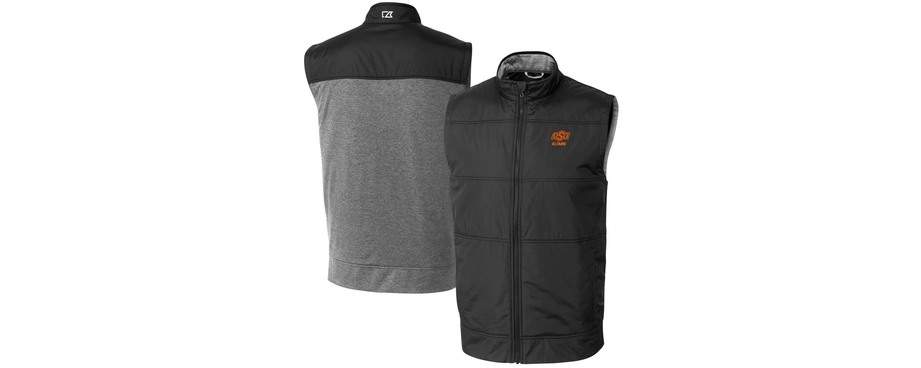 NCAA Oklahoma State Cowboys Alumni Logo Stealth Hybrid Quilted Windbreaker Full-Zip Vest