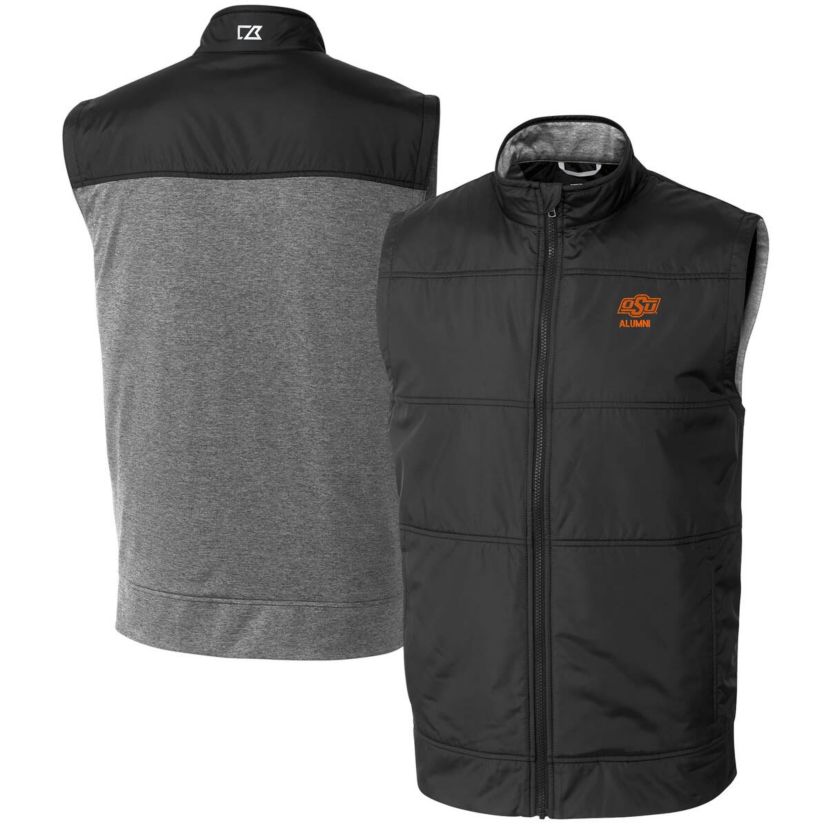 NCAA Oklahoma State Cowboys Alumni Logo Stealth Hybrid Quilted Windbreaker Full-Zip Vest