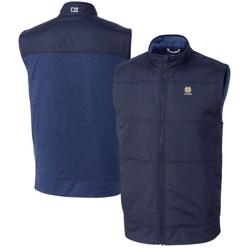 NCAA Notre Dame Fighting Irish Alumni Logo Stealth Hybrid Quilted Windbreaker Full-Zip Vest