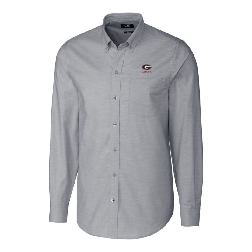 NCAA Georgia Bulldogs Alumni Logo Stretch Oxford Long Sleeve Button-Down Shirt