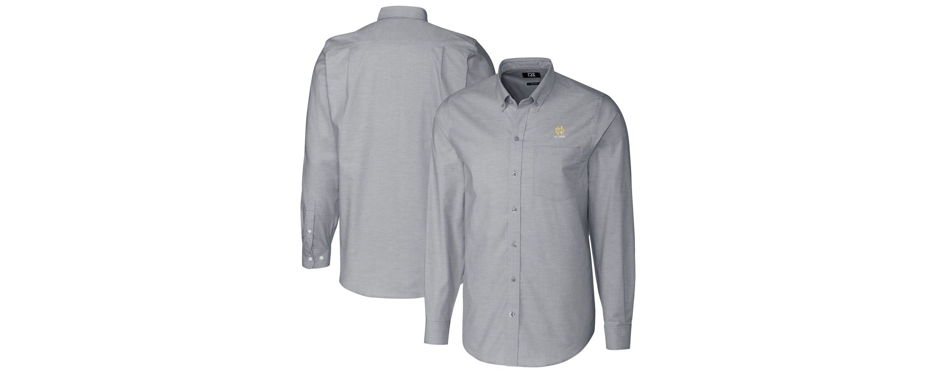 NCAA Notre Dame Fighting Irish Alumni Logo Stretch Oxford Long Sleeve Button-Down Shirt