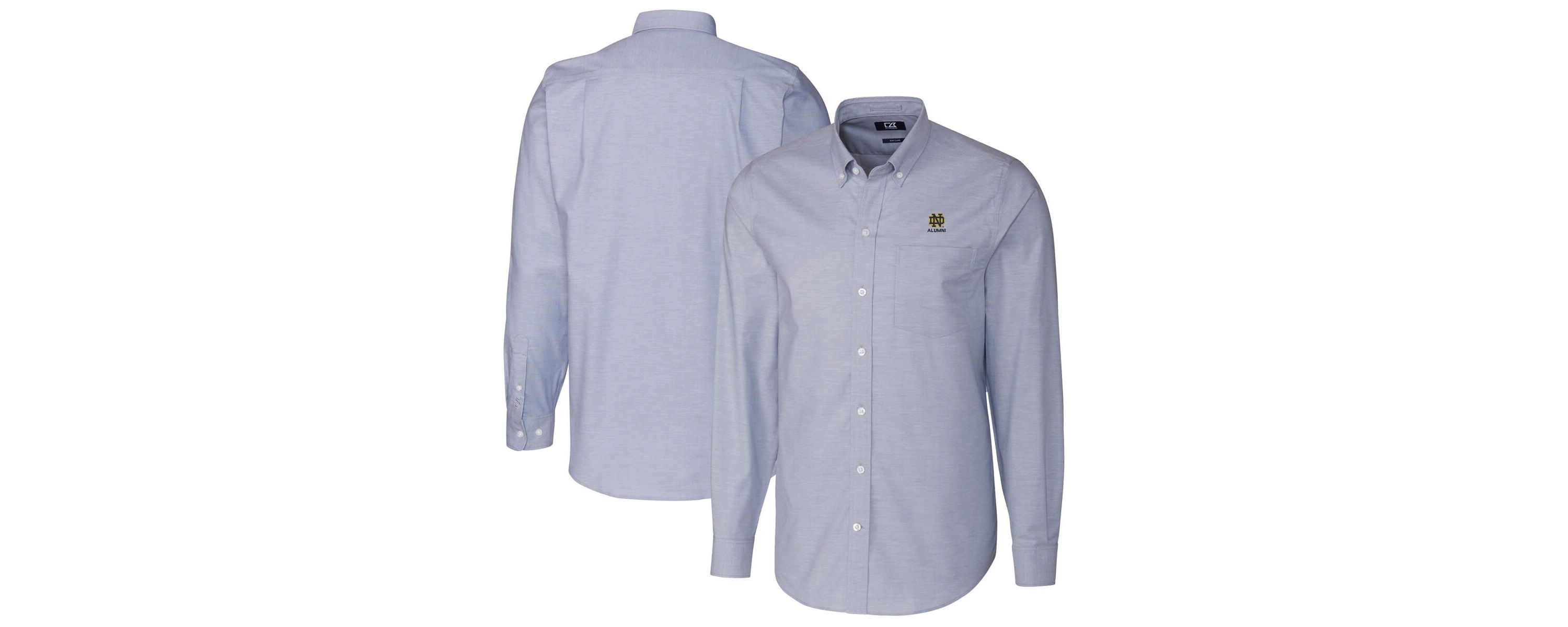 NCAA Light Notre Dame Fighting Irish Alumni Logo Stretch Oxford Long Sleeve Button-Down Shirt