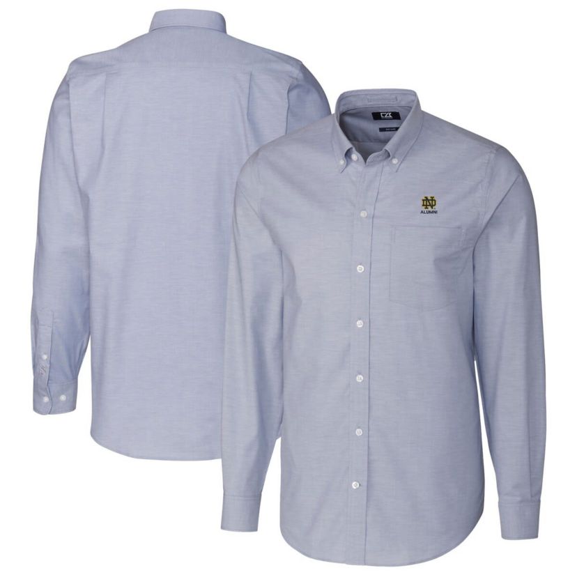 NCAA Light Notre Dame Fighting Irish Alumni Logo Stretch Oxford Long Sleeve Button-Down Shirt