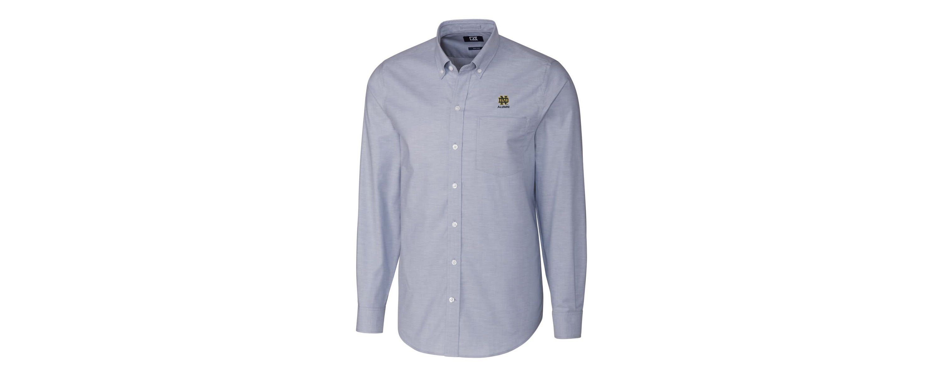 NCAA Light Notre Dame Fighting Irish Alumni Logo Stretch Oxford Long Sleeve Button-Down Shirt
