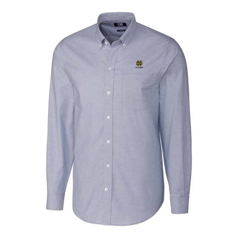 NCAA Light Notre Dame Fighting Irish Alumni Logo Stretch Oxford Long Sleeve Button-Down Shirt
