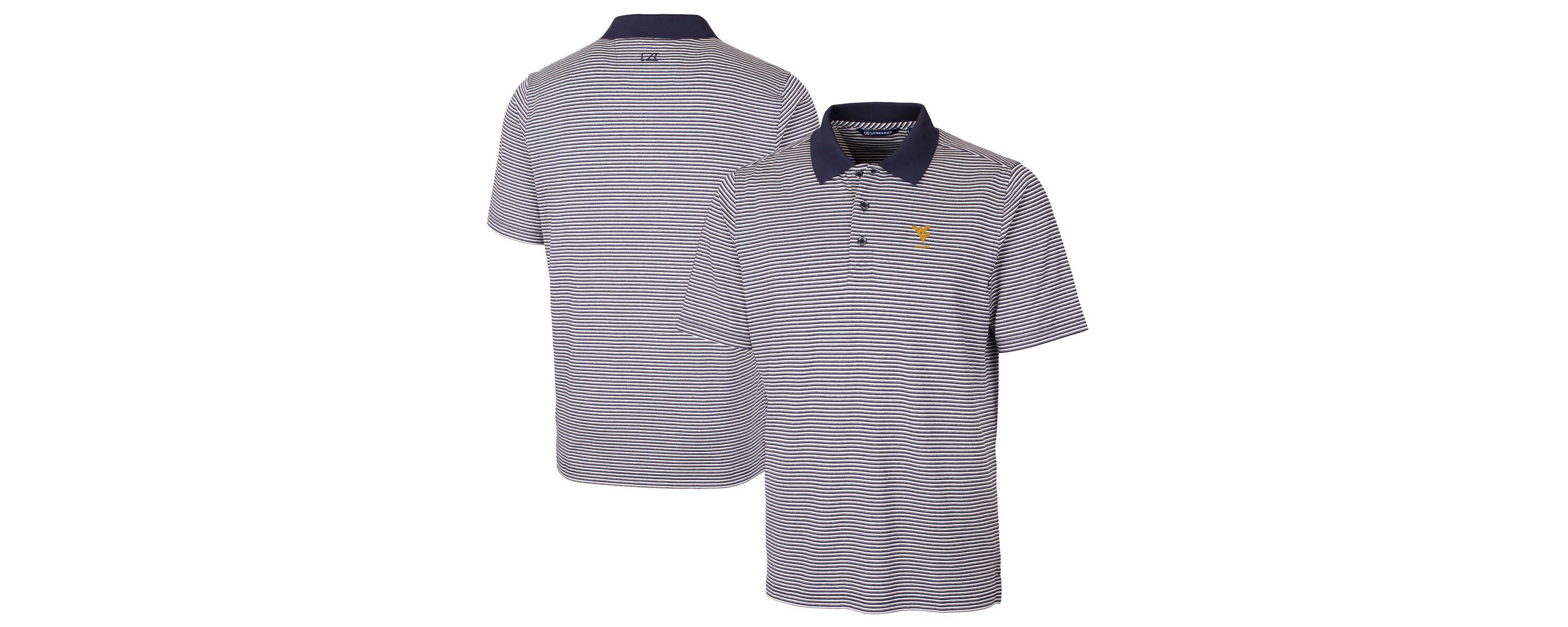 NCAA West Virginia Mountaineers Alumni Logo Forge Tonal Stripe Stretch Polo