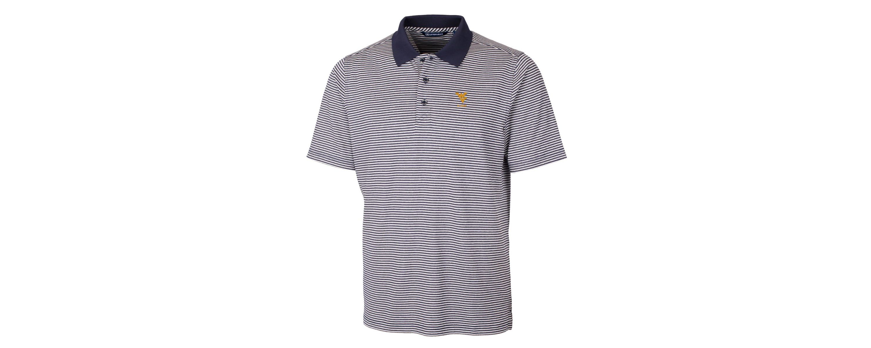 NCAA West Virginia Mountaineers Alumni Logo Forge Tonal Stripe Stretch Polo