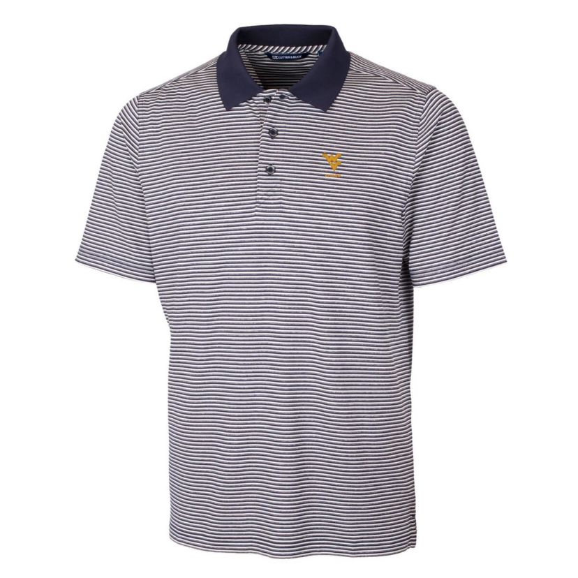 NCAA West Virginia Mountaineers Alumni Logo Forge Tonal Stripe Stretch Polo