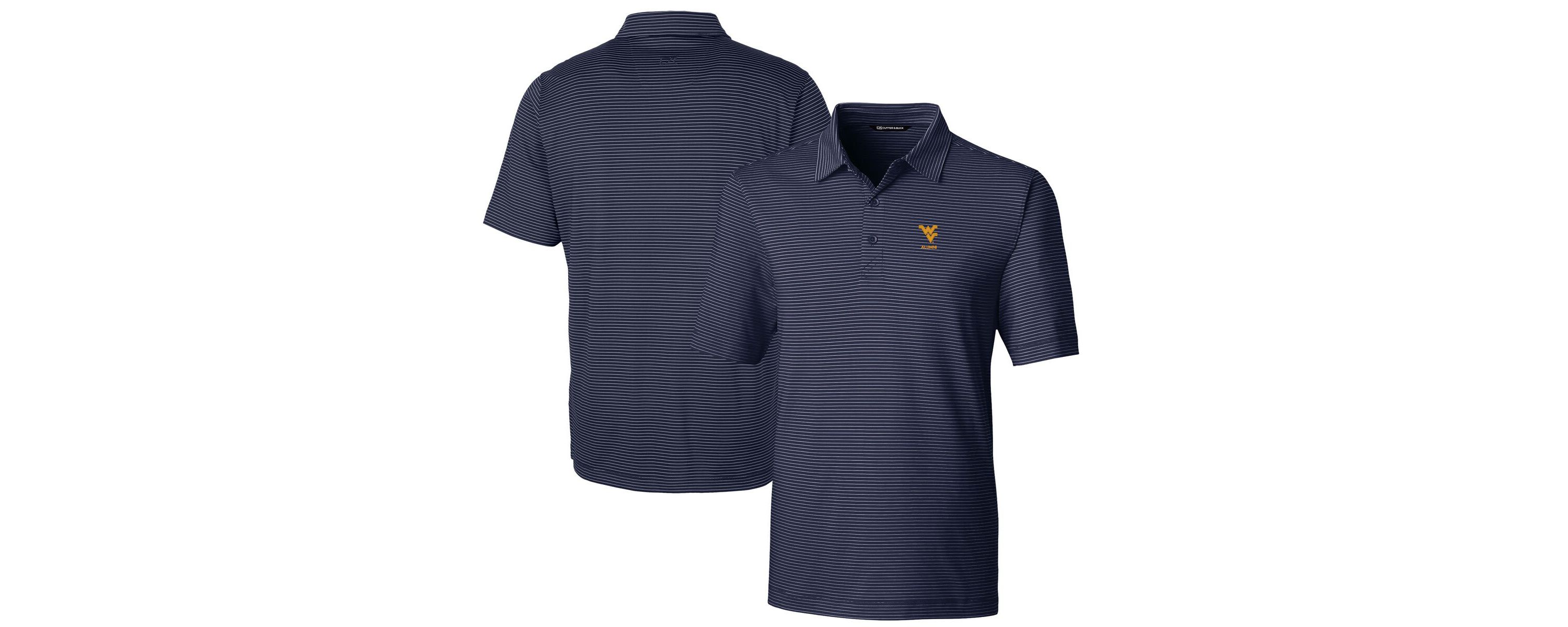 NCAA West Virginia Mountaineers Alumni Logo Forge Pencil Stripe Stretch DryTec Polo