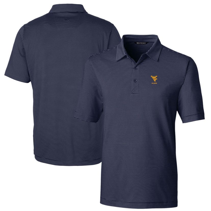 NCAA West Virginia Mountaineers Alumni Logo Forge Pencil Stripe Stretch DryTec Polo