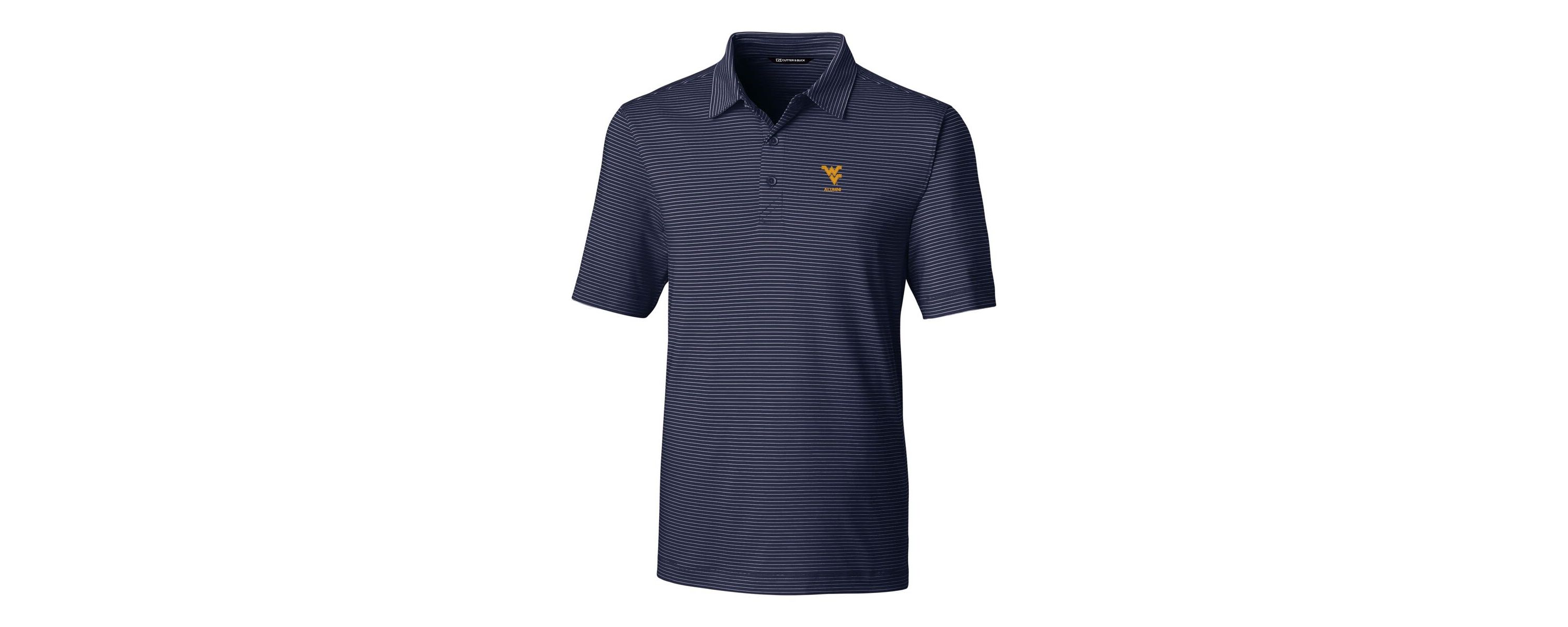 NCAA West Virginia Mountaineers Alumni Logo Forge Pencil Stripe Stretch DryTec Polo