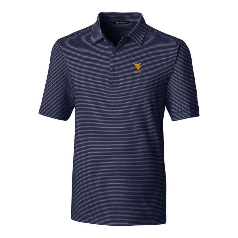 NCAA West Virginia Mountaineers Alumni Logo Forge Pencil Stripe Stretch DryTec Polo