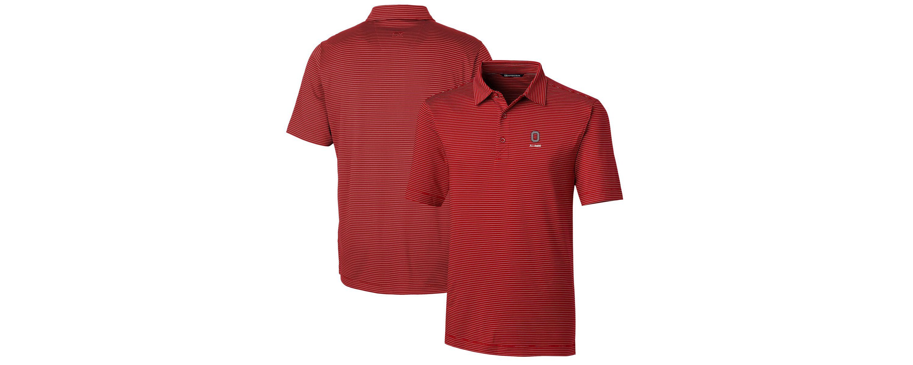 NCAA Ohio State Buckeyes Alumni Logo Forge Pencil Stripe Stretch DryTec Polo