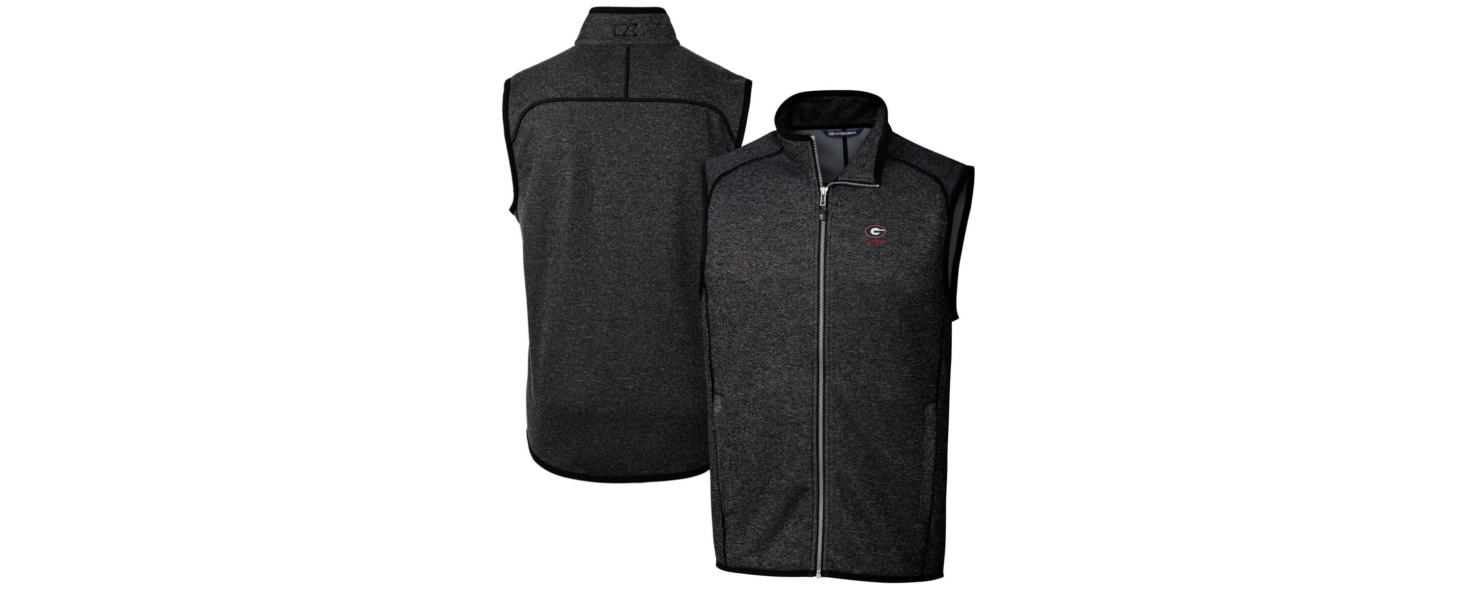 NCAA Heather Georgia Bulldogs Alumni Logo Mainsail Sweater Knit Fleece Full-Zip Vest