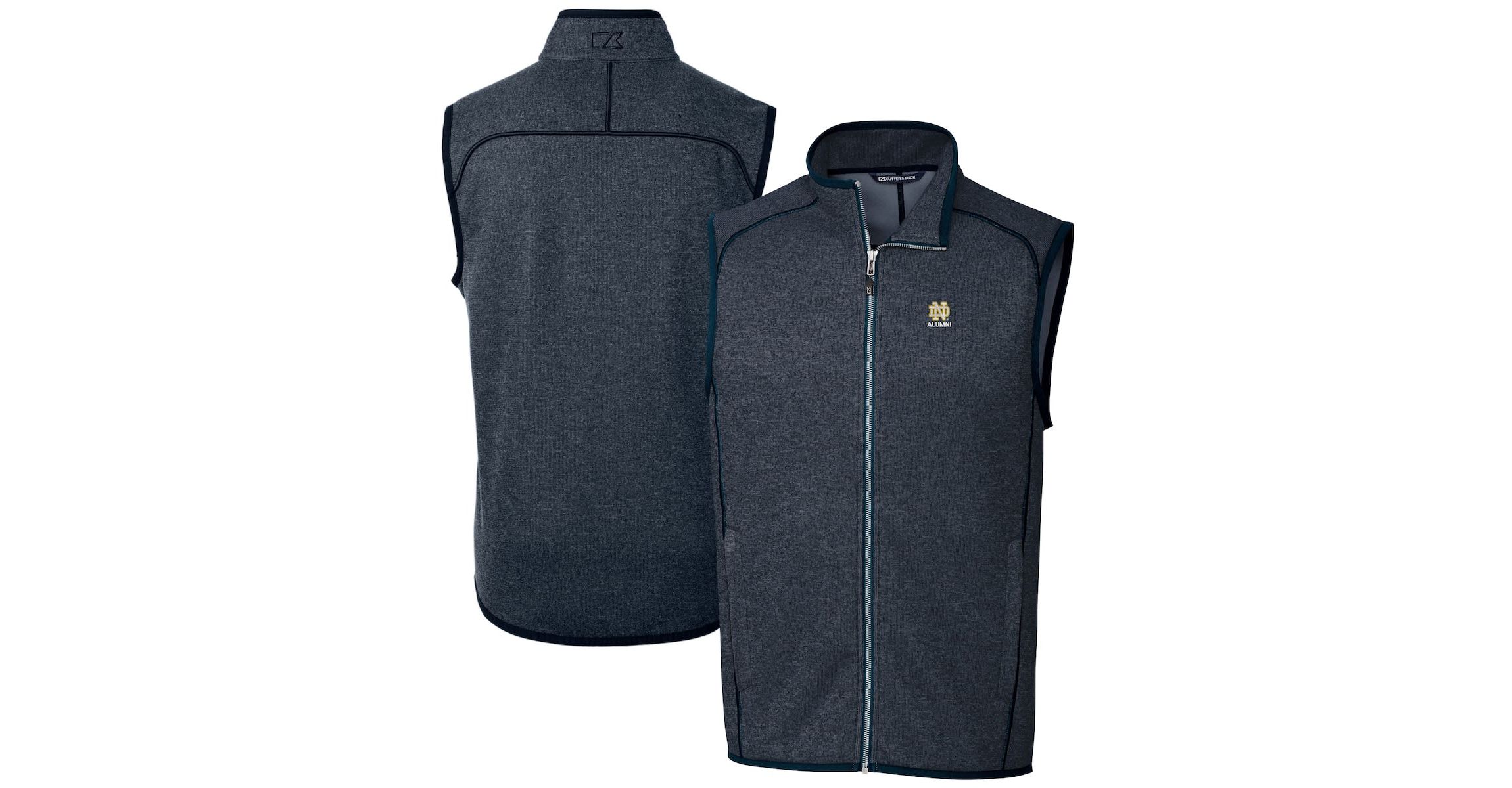 NCAA Heather Notre Dame Fighting Irish Alumni Logo Mainsail Sweater Knit Fleece Full-Zip Vest