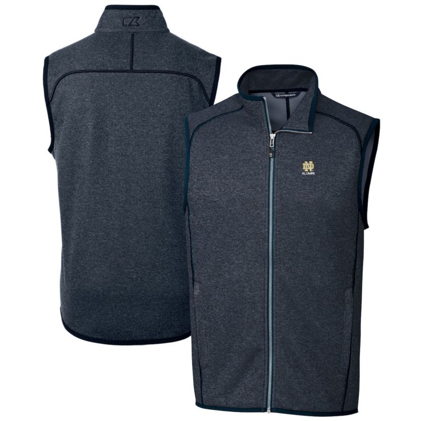 NCAA Heather Notre Dame Fighting Irish Alumni Logo Mainsail Sweater Knit Fleece Full-Zip Vest